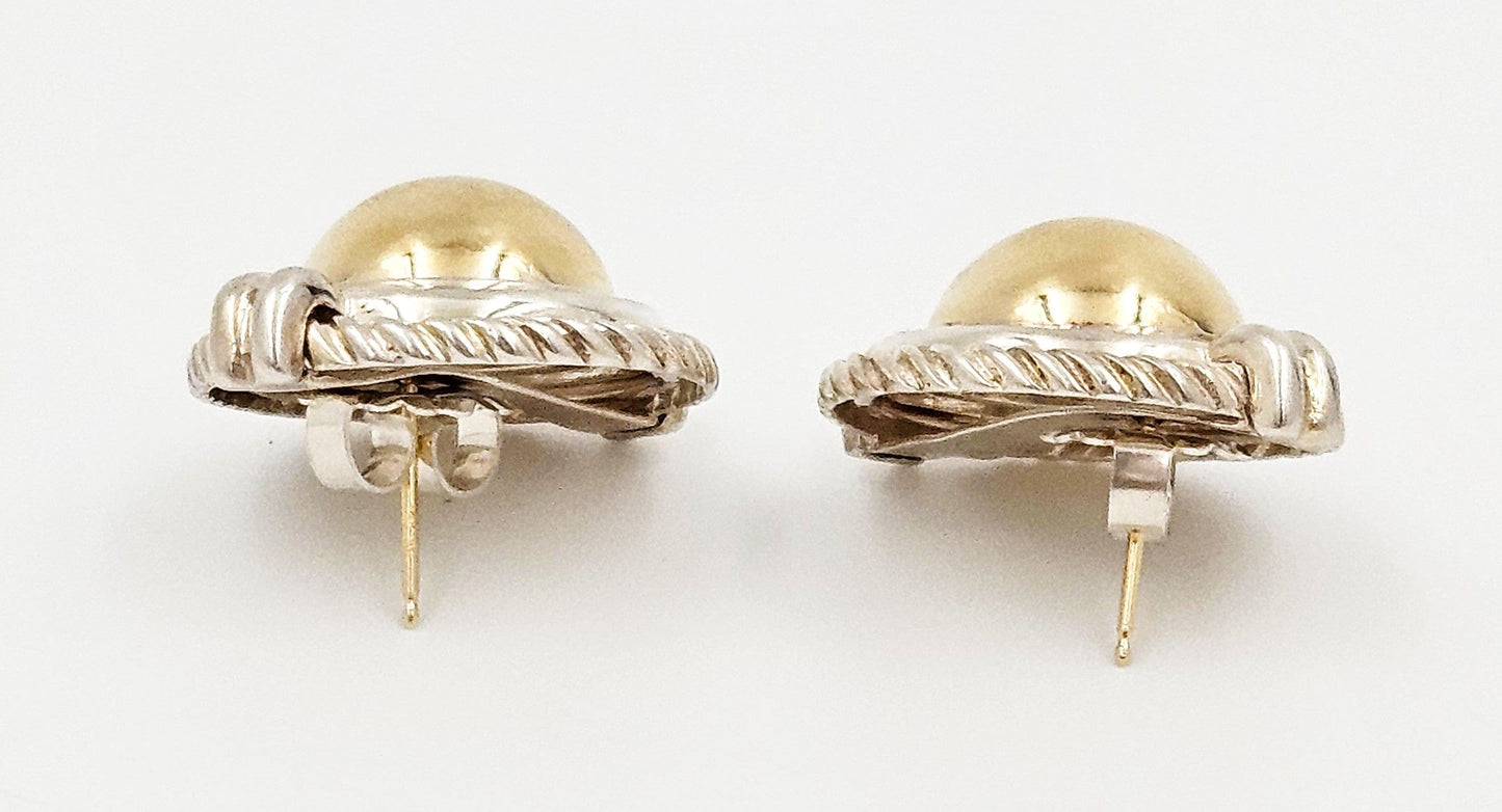 Peter Brams Designs Jewelry Peter Brams Designs Sterling & 14k Gold Large 3D Dome Earrings Circa 1980s