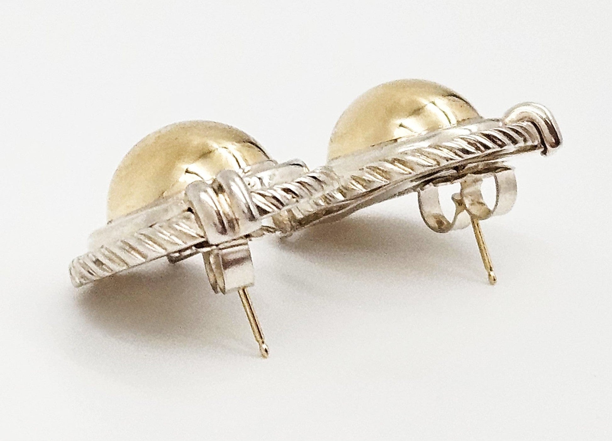 Peter Brams Designs Jewelry Peter Brams Designs Sterling & 14k Gold Large 3D Dome Earrings Circa 1980s