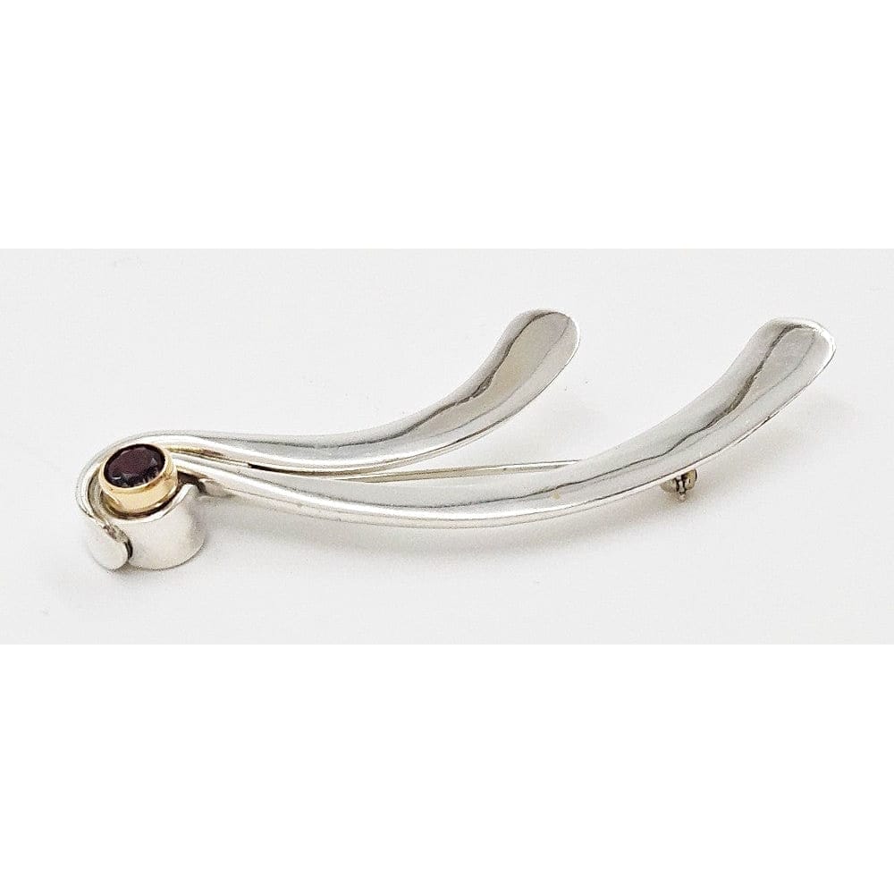 Peter James Jewelry Artisan Sterling Silver &amp; 14K Gold Abstract Modernist Brooch Signed Peter James