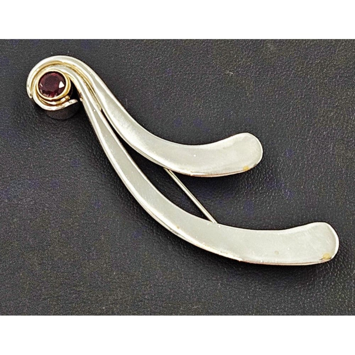 Peter James Jewelry Artisan Sterling Silver &amp; 14K Gold Abstract Modernist Brooch Signed Peter James