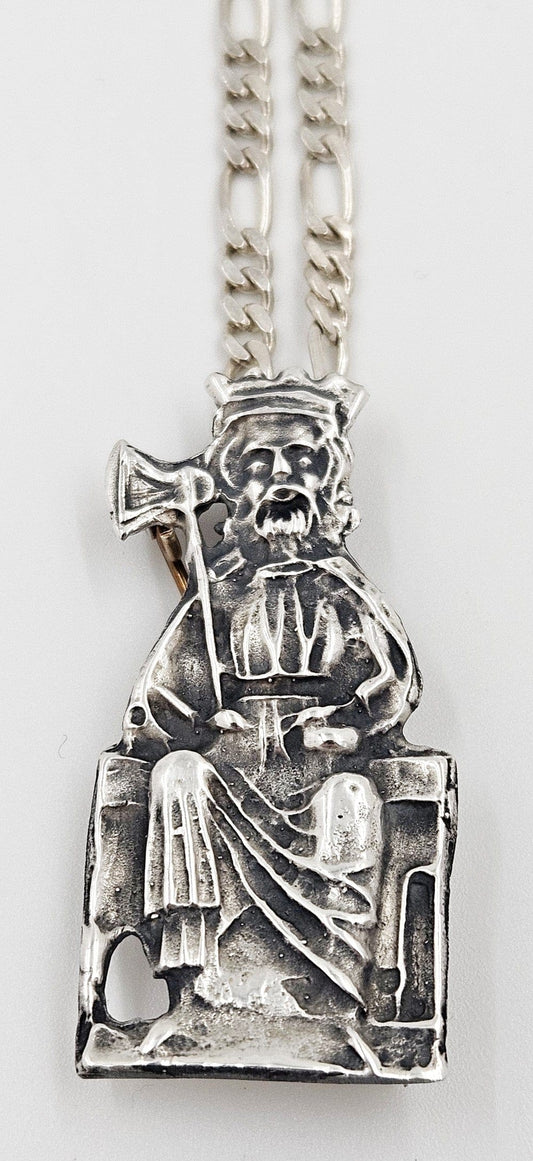 Pilegrimskerke Jewelry MCM Pilegrimskerke Norway Sterling King St. Olaf II Viking Pin Pendant Necklace