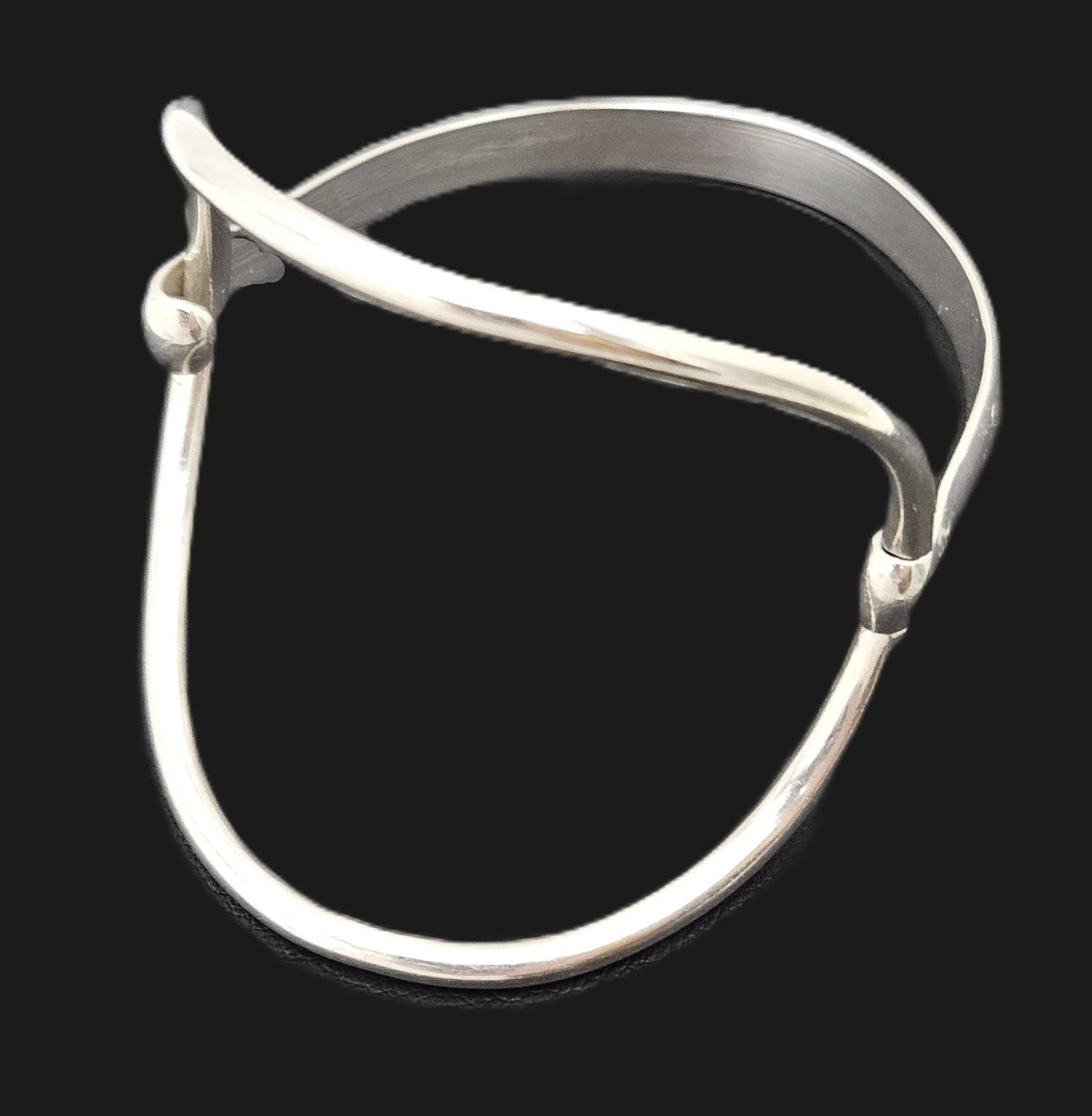 Vintage Artisan Signed PM sterling silver modernist Tubular 2-Piece Bangle Bracelet, view 1 of 10