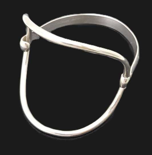 Vintage Artisan Signed PM sterling silver modernist Tubular 2-Piece Bangle Bracelet, view 1 of 10