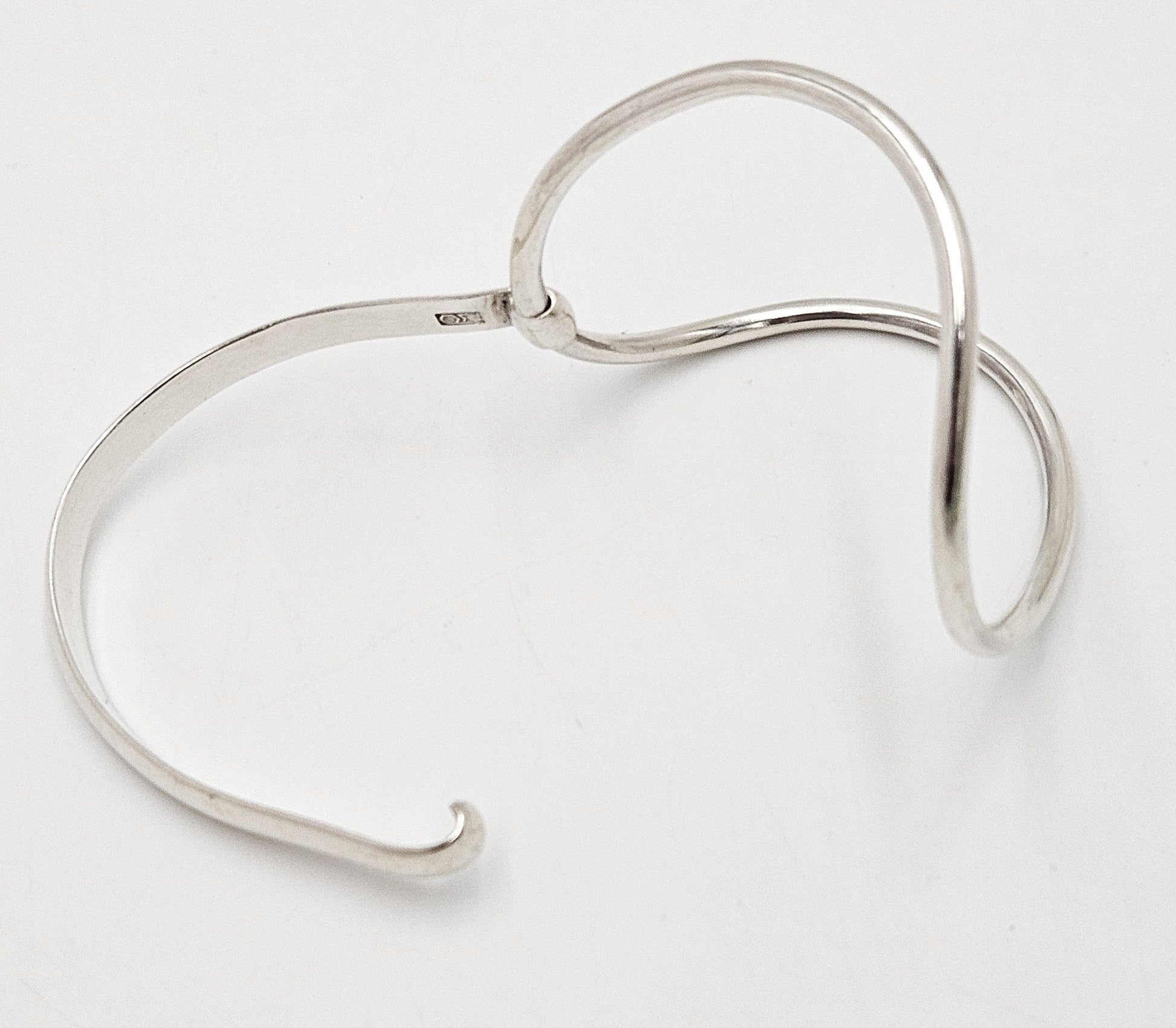 Vintage Artisan Signed PM sterling silver modernist Tubular 2-Piece Bangle Bracelet, view 9 of 10