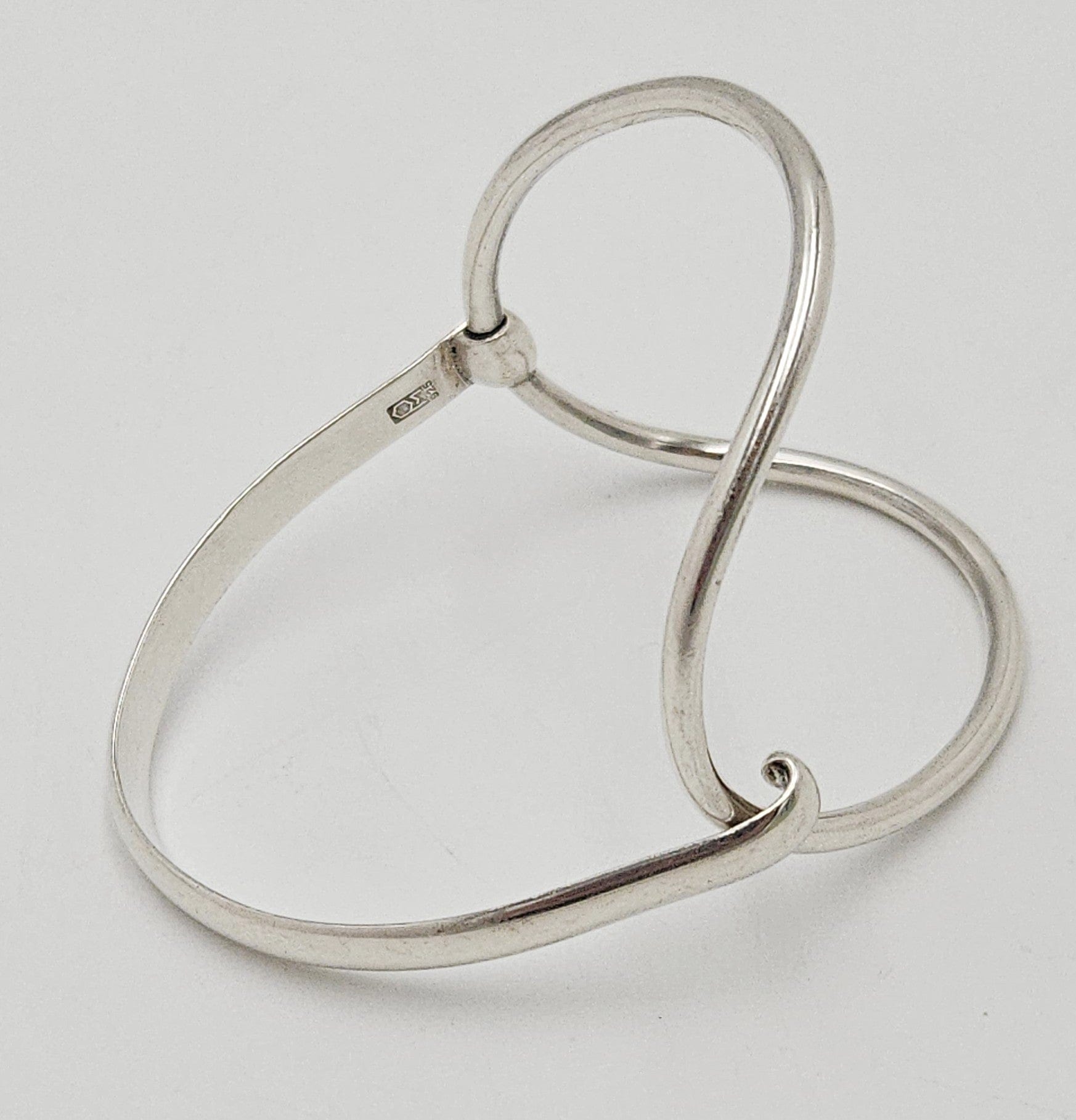 Vintage Artisan Signed PM sterling silver modernist Tubular 2-Piece Bangle Bracelet, view 7 of 10