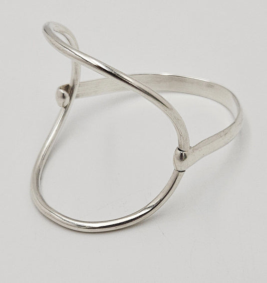Vintage Artisan Signed PM sterling silver modernist Tubular 2-Piece Bangle Bracelet, view 2 of 10