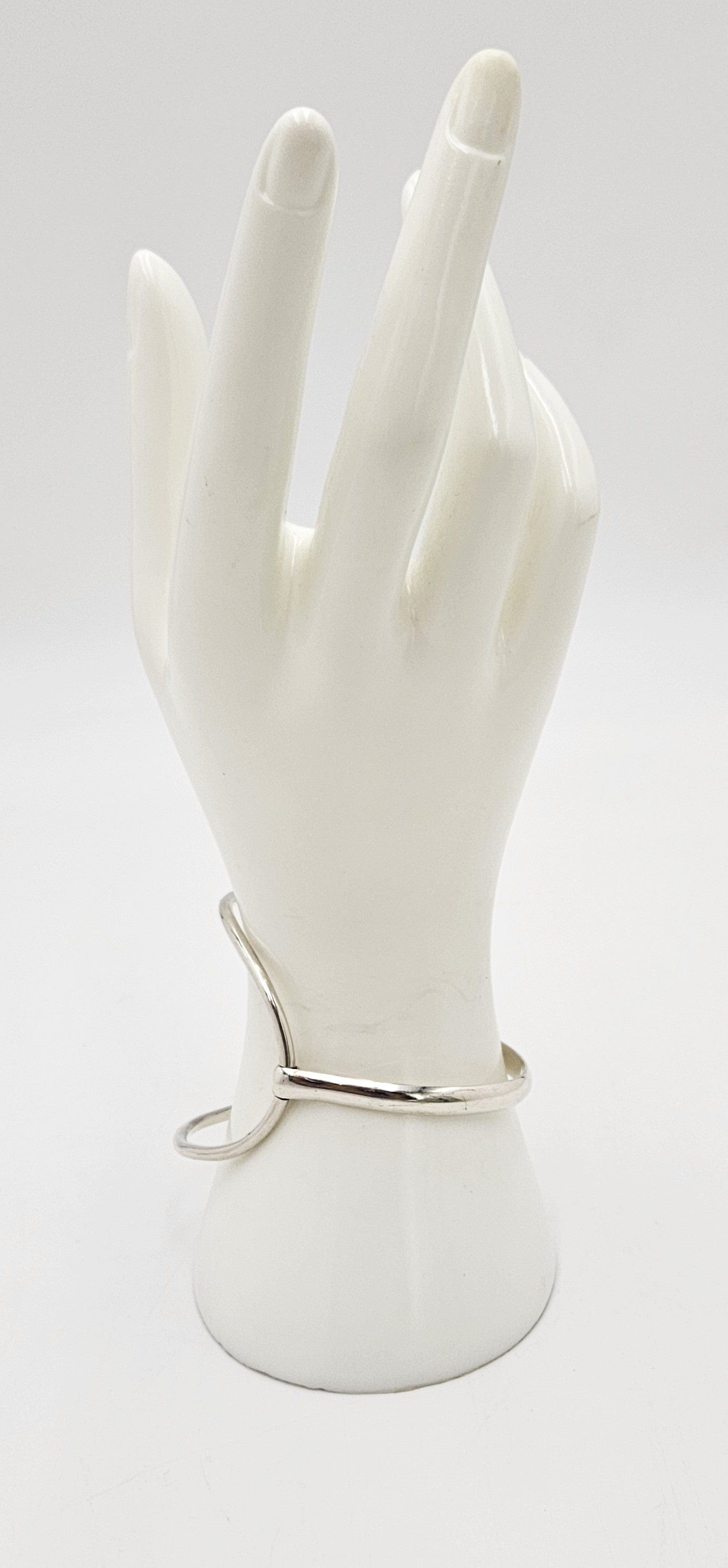 Vintage Artisan Signed PM sterling silver modernist Tubular 2-Piece Bangle Bracelet, view 3 of 10