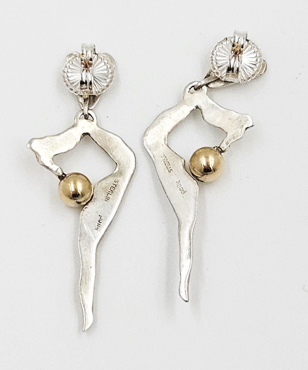 Polly Stehman Jewelry Designer Polly Stehman Sterling Abstract Biomorphic 3-D Earrings 1960s