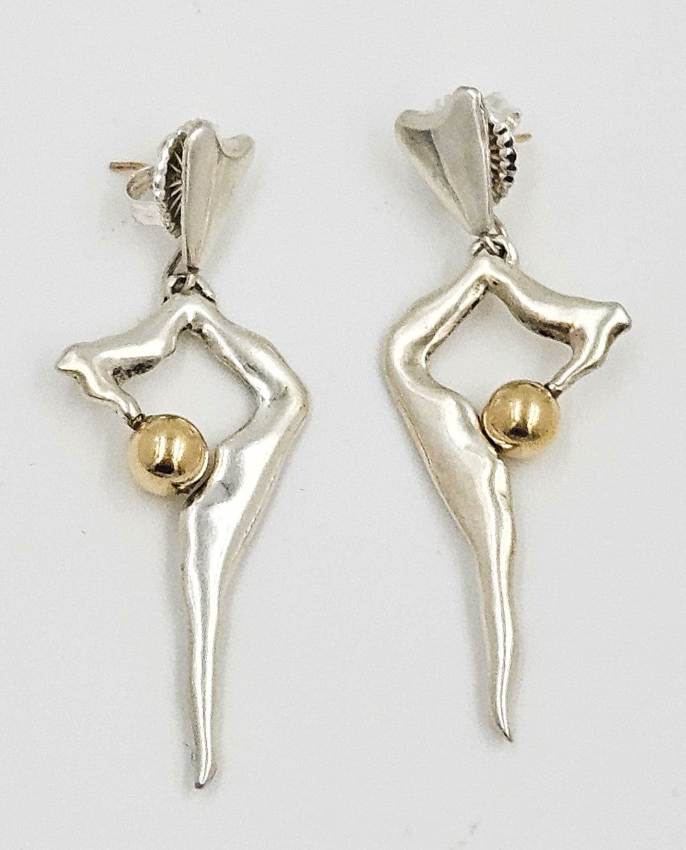 Polly Stehman Jewelry Designer Polly Stehman Sterling Abstract Biomorphic 3-D Earrings 1960s