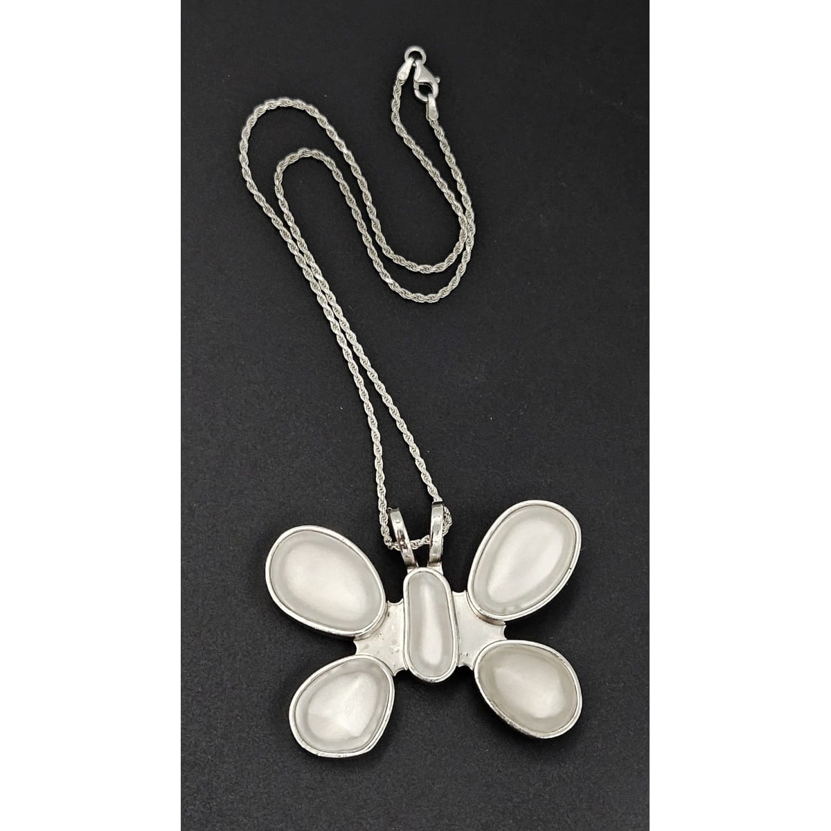 Rebecca Collins Jewelry Rebecca Collins Sterling &amp; Lucite Butterfly Brooch Pendant Clip Necklace C.1990s