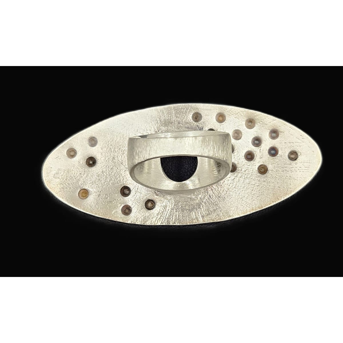 RG Sterling Jewelry Superb Designer Signed RG Sterling Textured Face Modernist Statement Ring