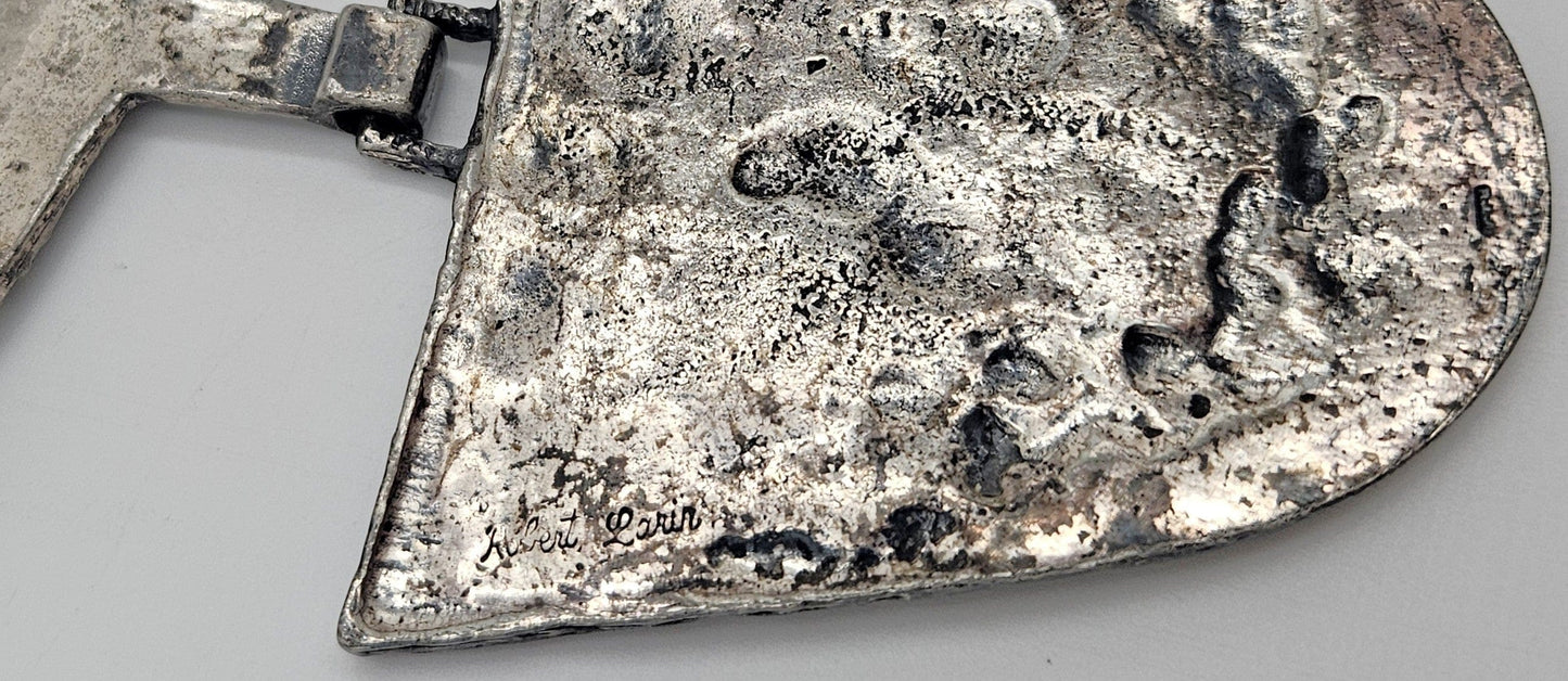 Robert Larin Jewelry Robert Larin Brutalist Silver Huge Collar Statement Pendant Necklace C. 60/70s