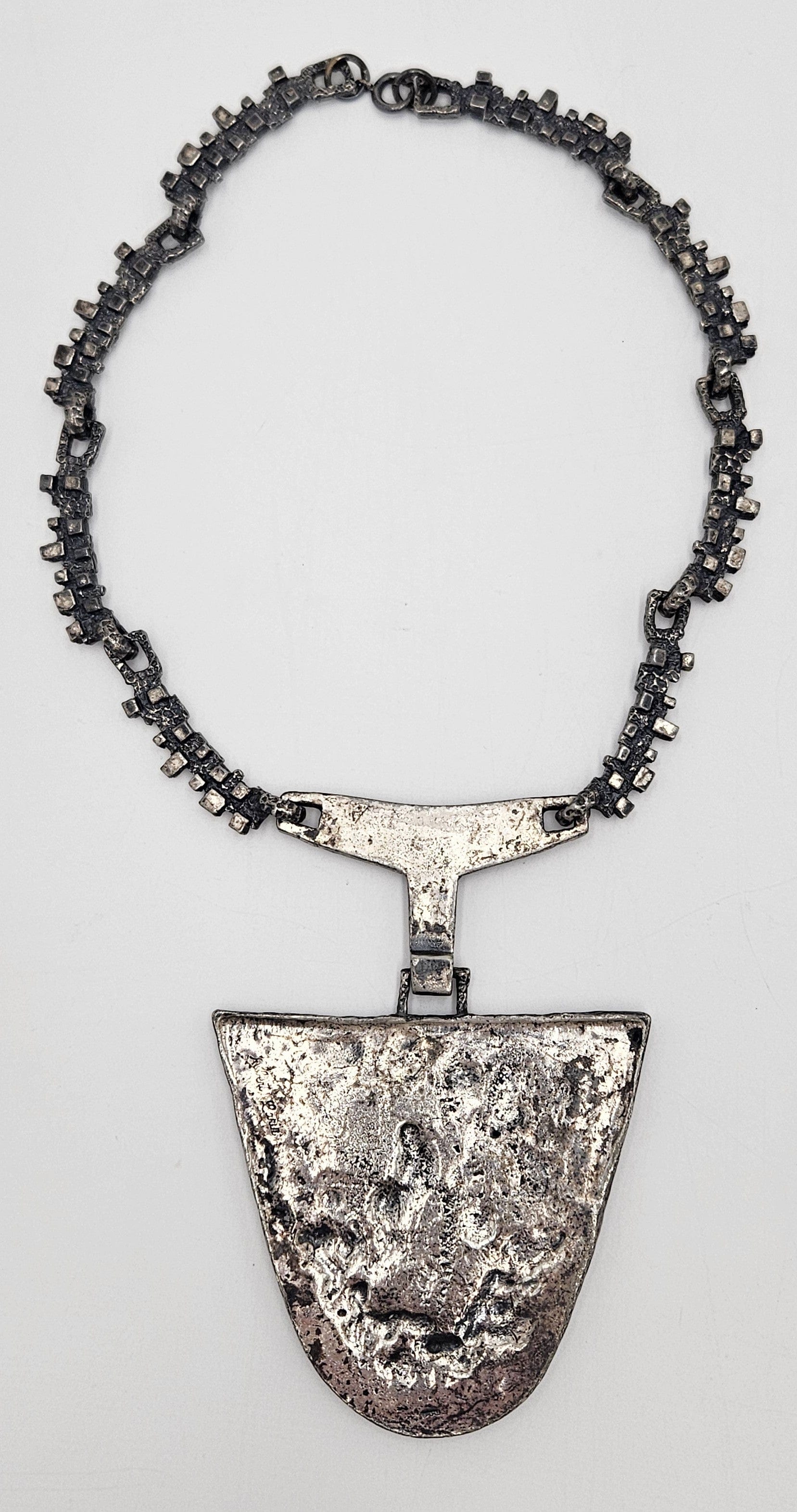 Robert Larin Jewelry Robert Larin Brutalist Silver Huge Collar Statement Pendant Necklace C. 60/70s