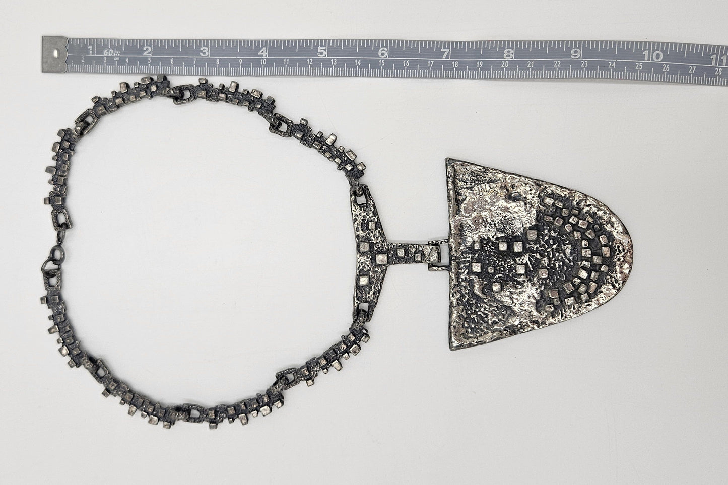 Robert Larin Jewelry Robert Larin Brutalist Silver Huge Collar Statement Pendant Necklace C. 60/70s
