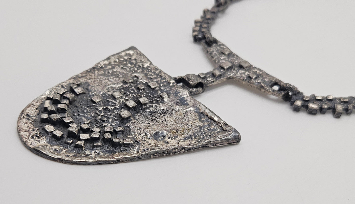 Robert Larin Jewelry Robert Larin Brutalist Silver Huge Collar Statement Pendant Necklace C. 60/70s