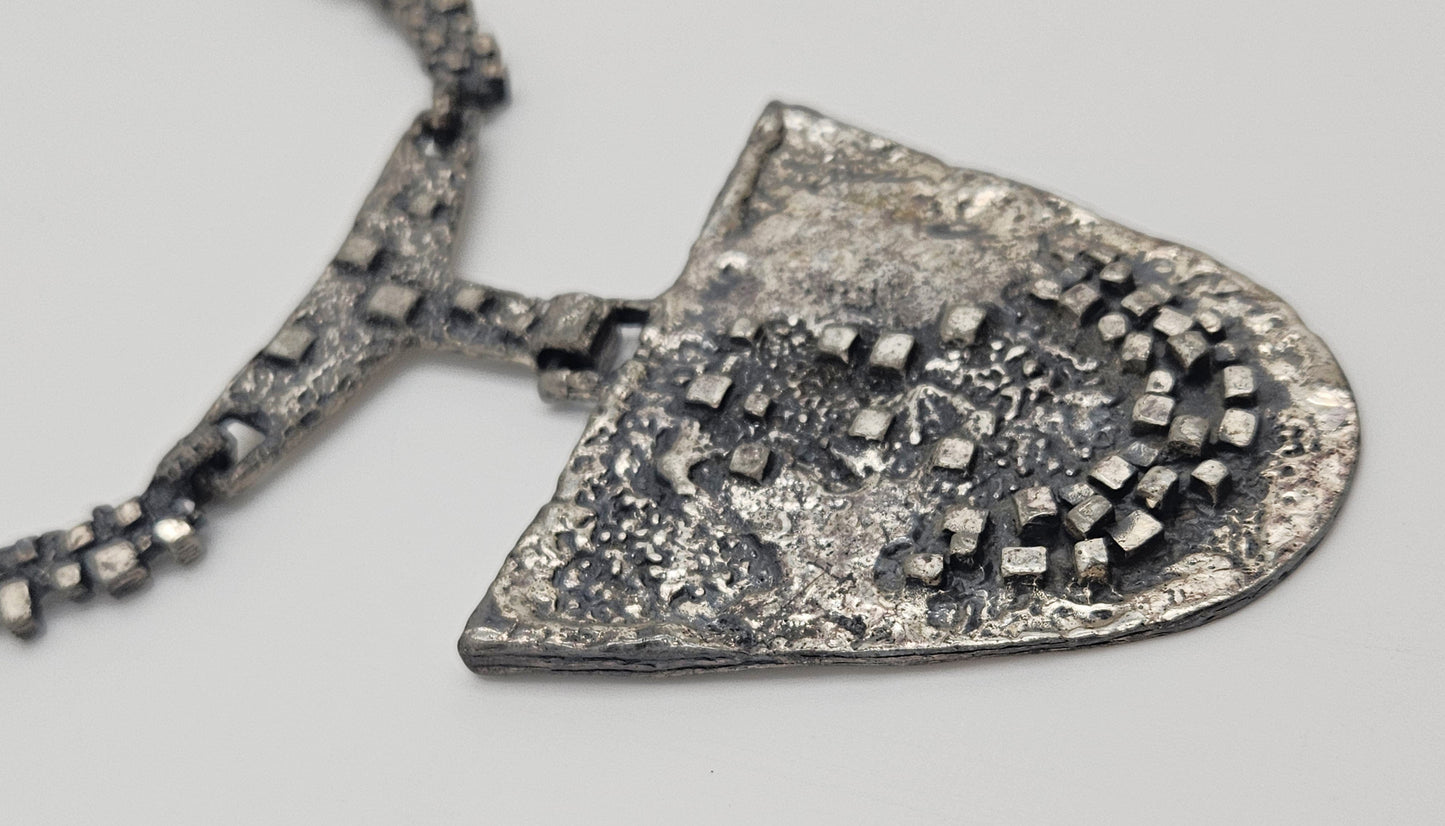 Robert Larin Jewelry Robert Larin Brutalist Silver Huge Collar Statement Pendant Necklace C. 60/70s