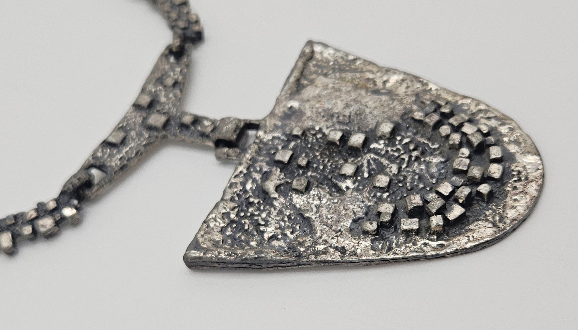 Robert Larin Jewelry Robert Larin Brutalist Silver Huge Collar Statement Pendant Necklace C. 60/70s