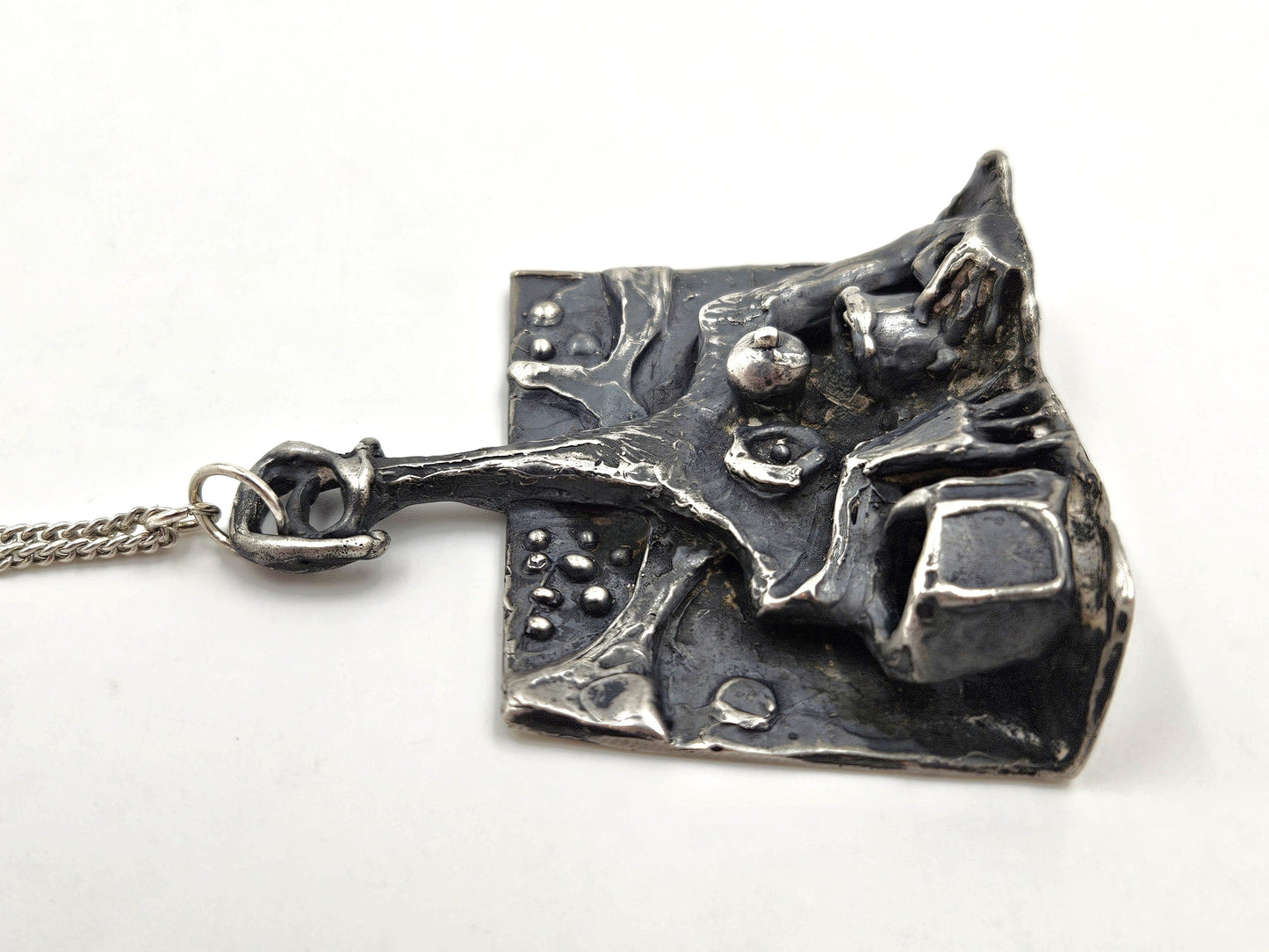 Robert R Coleman Jewelry Ultra Rare Robert Coleman 3D Abstract Brutalist XL Hefty Sterling Necklace 1970