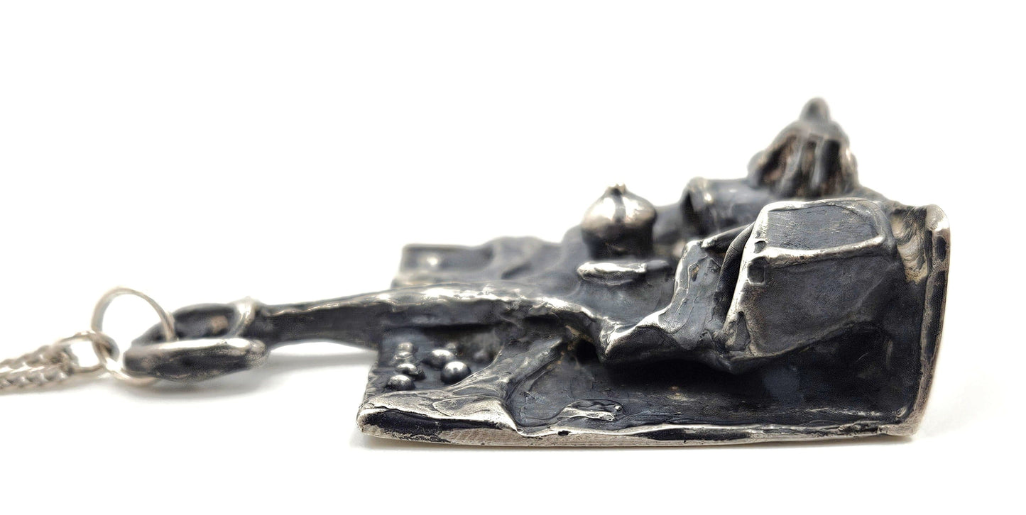 Robert R Coleman Jewelry Ultra Rare Robert Coleman 3D Abstract Brutalist XL Hefty Sterling Necklace 1970