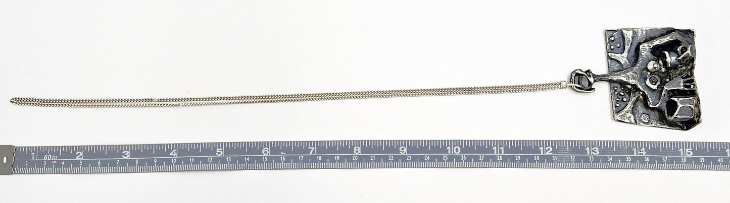 Robert R Coleman Jewelry Ultra Rare Robert Coleman 3D Abstract Brutalist XL Hefty Sterling Necklace 1970
