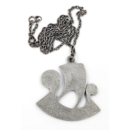 Rune Tennesmed Jewelry Rune Tennesmed Sweden Solid Pewter XL Viking Ship Pendant Necklace 1960&