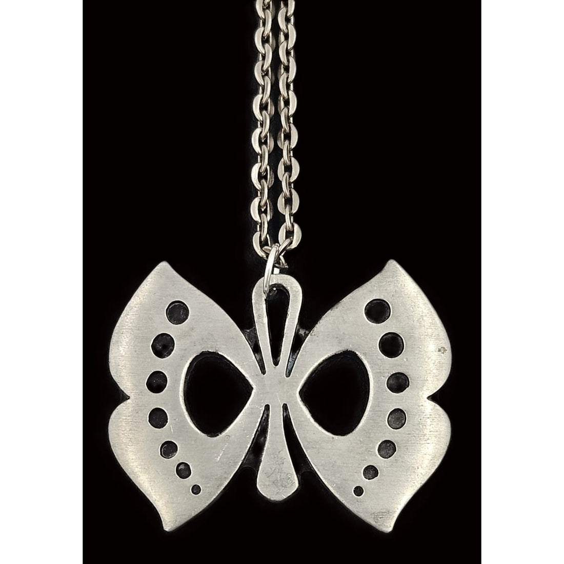 Rune Tennesmed Jewelry Rune Tennesmed XL Modernist  Butterfly Pewter Pendant Necklace C. 1960&
