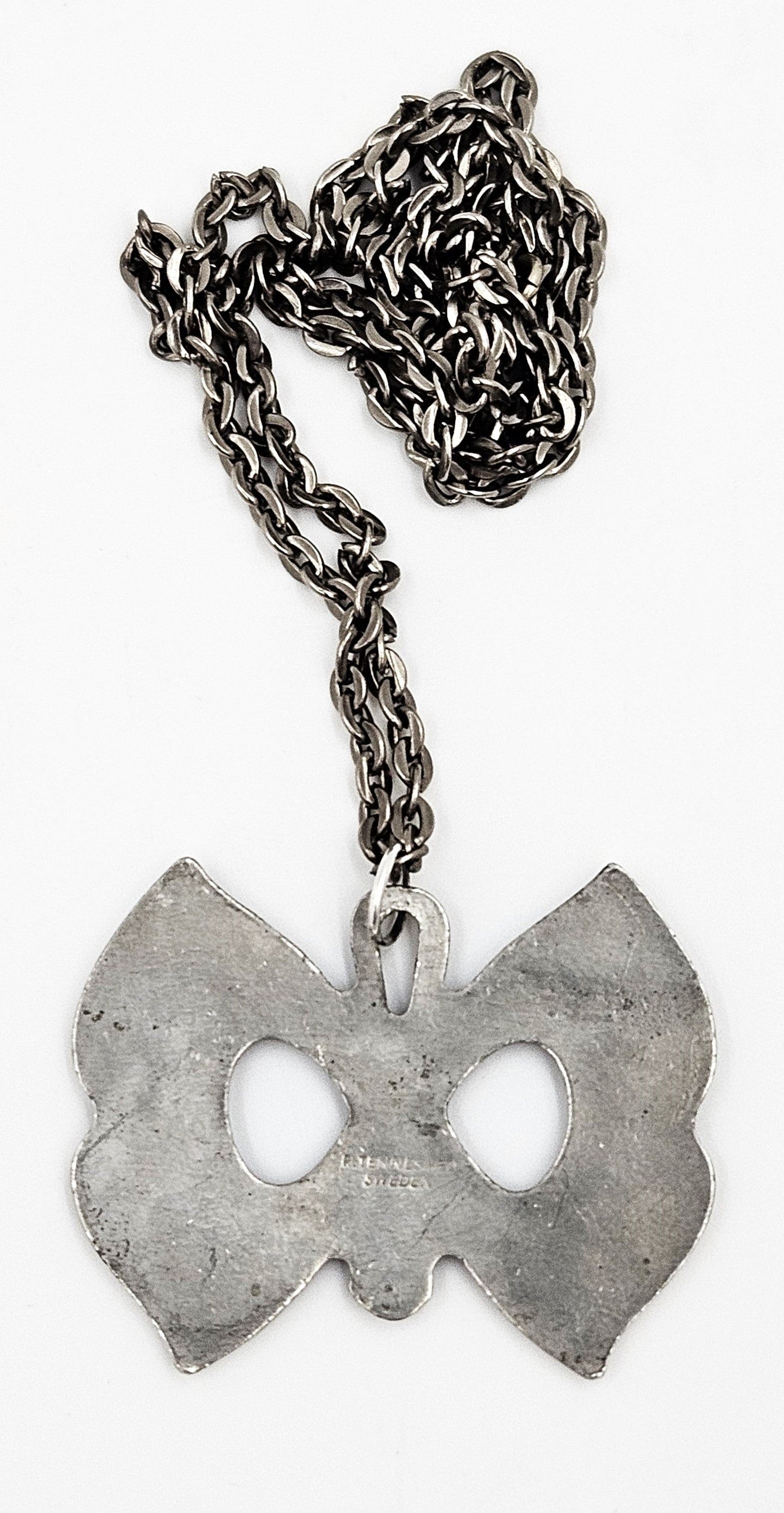 Rune Tennesmed Jewelry Rune Tennesmed XL Modernist  Butterfly Pewter Pendant Necklace C. 1960's