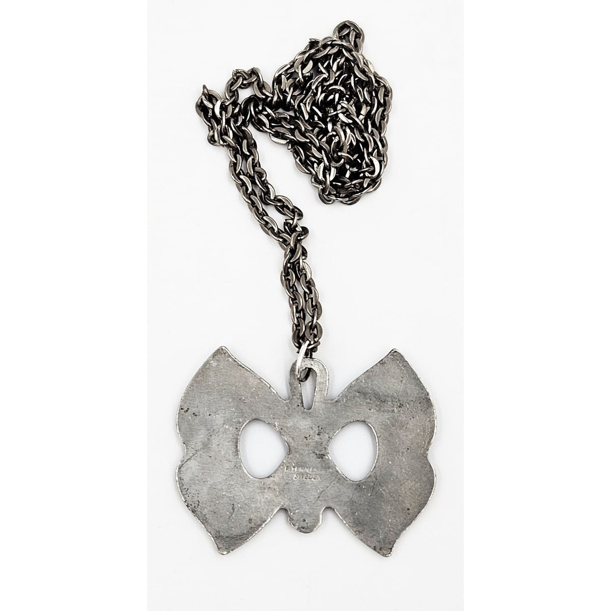 Rune Tennesmed Jewelry Rune Tennesmed XL Modernist  Butterfly Pewter Pendant Necklace C. 1960&