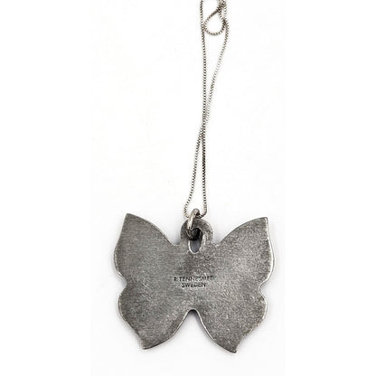 Rune Tennesmed Jewelry Sweden Rune Tennesmed Pewter Butterfly Pendant Sterling Necklace C. 1960&
