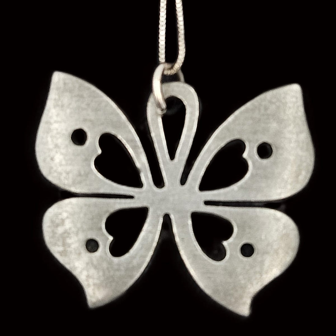 Rune Tennesmed Jewelry Sweden Rune Tennesmed Pewter Butterfly Pendant Sterling Necklace C. 1960&