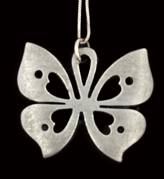 Rune Tennesmed Jewelry Sweden Rune Tennesmed Pewter Butterfly Pendant Sterling Necklace C. 1960's