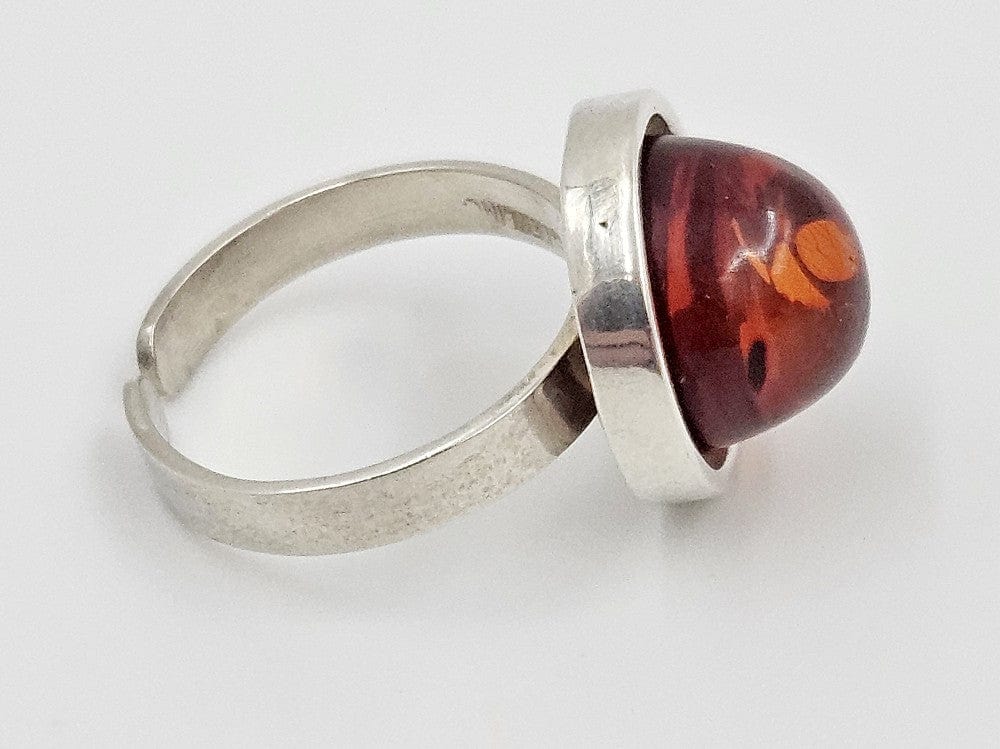 Scandinavian Sterling Amber Ring Jewelry Vintage Scandinavian Modernist Sterling Silver & Amber Domed Cocktail Ring