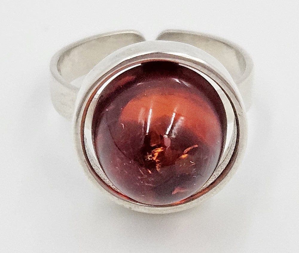 Scandinavian Sterling Amber Ring Jewelry Vintage Scandinavian Modernist Sterling Silver & Amber Domed Cocktail Ring