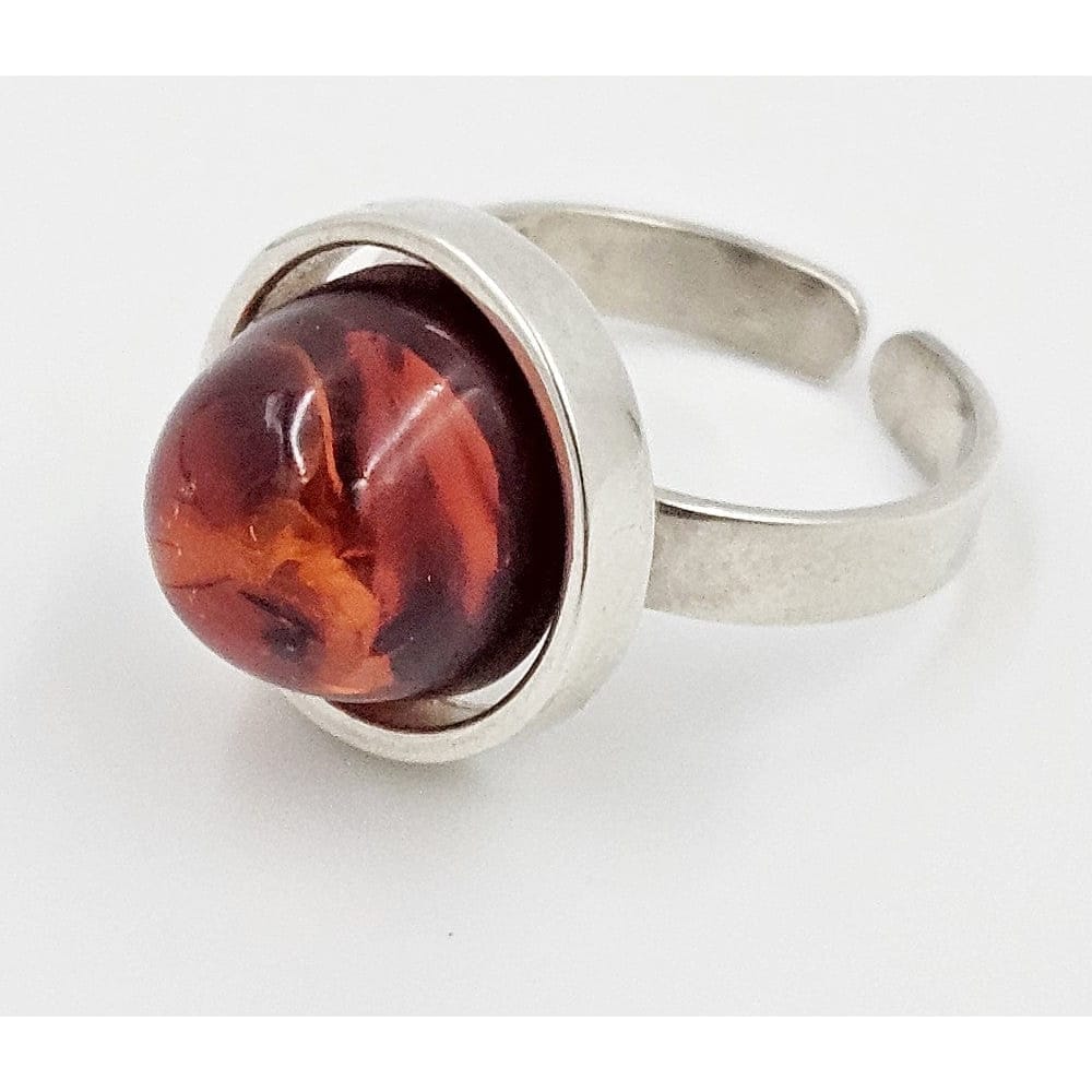 Scandinavian Sterling Amber Ring Jewelry Vintage Scandinavian Modernist Sterling Silver &amp; Amber Domed Cocktail Ring