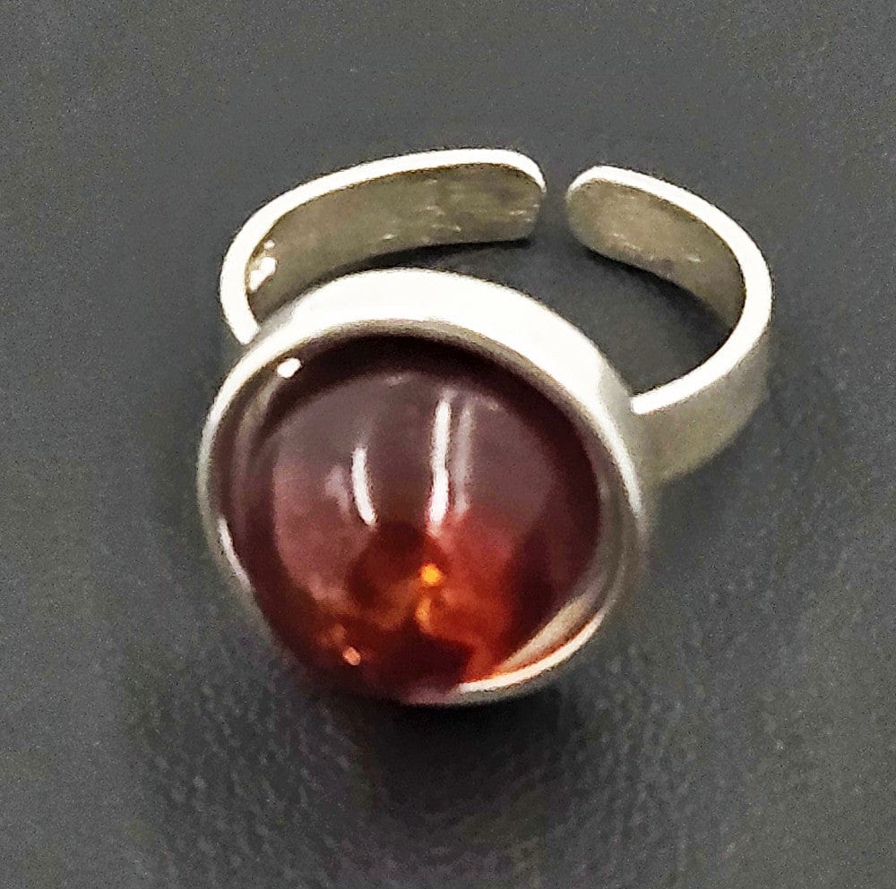 Scandinavian Sterling Amber Ring Jewelry Vintage Scandinavian Modernist Sterling Silver & Amber Domed Cocktail Ring