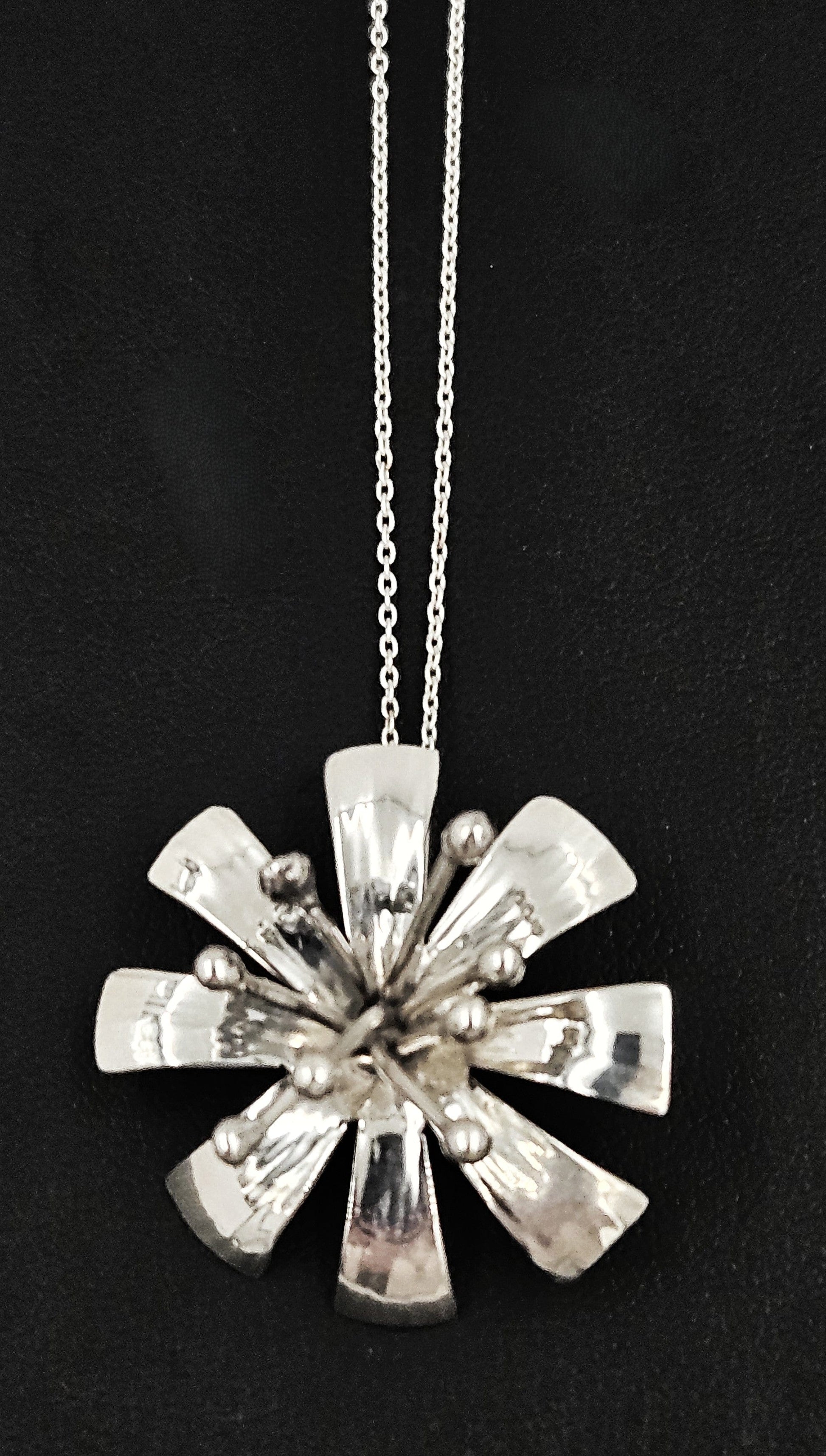 Schmidt Sterling Jewelry 925 Silver Abstract Modernist 3D Flower Brooch Pendant Signed Schmidt?Research