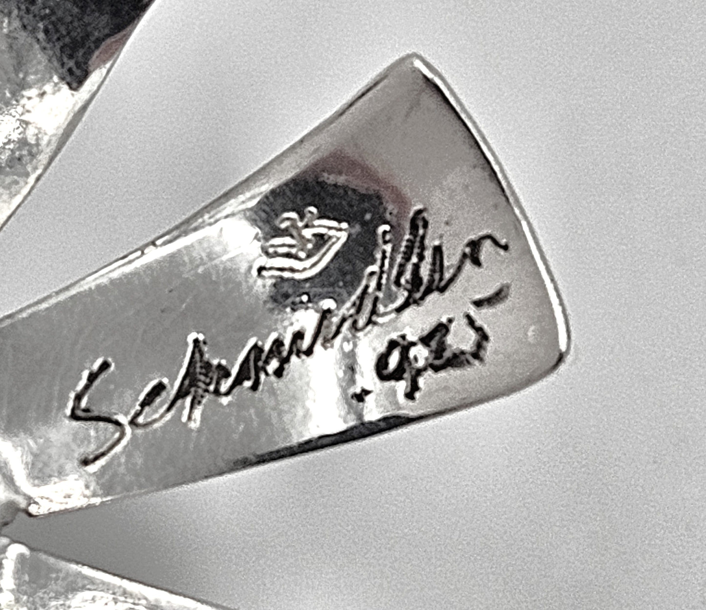 Schmidt Sterling Jewelry 925 Silver Abstract Modernist 3D Flower Brooch Pendant Signed Schmidt?Research