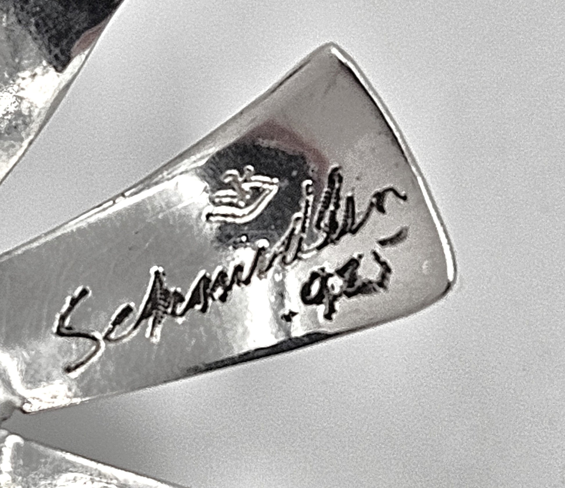 Schmidt Sterling Jewelry 925 Silver Abstract Modernist 3D Flower Brooch Pendant Signed Schmidt?Research