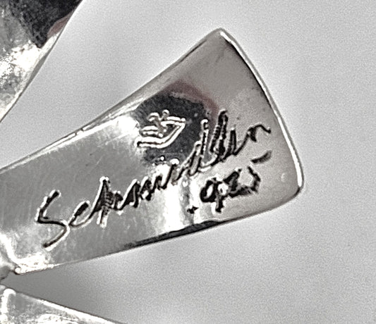 Schmidt Sterling Jewelry 925 Silver Abstract Modernist 3D Flower Brooch Pendant Signed Schmidt?Research