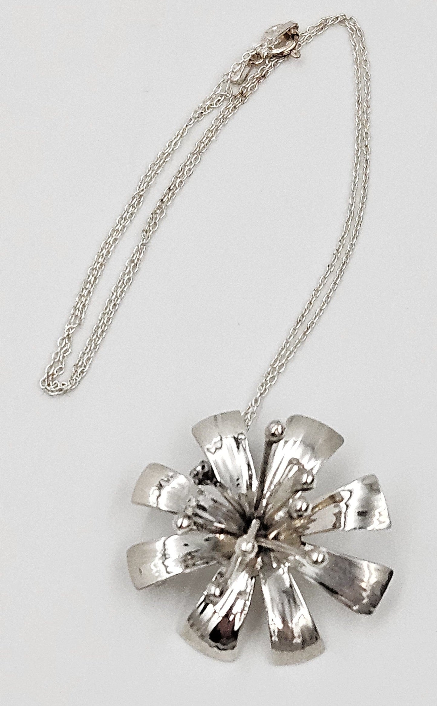 Schmidt Sterling Jewelry 925 Silver Abstract Modernist 3D Flower Brooch Pendant Signed Schmidt?Research