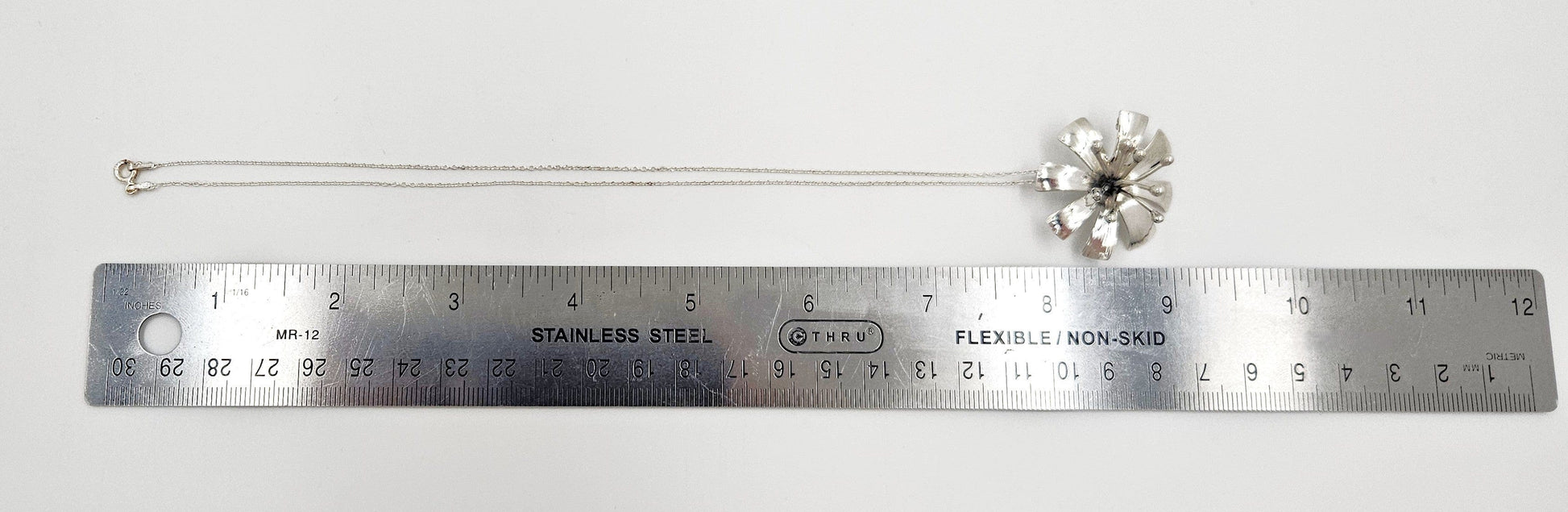 Schmidt Sterling Jewelry Sterling Abstract Modernist 3D Flower Brooch Pendant Necklace Signed Schmidt