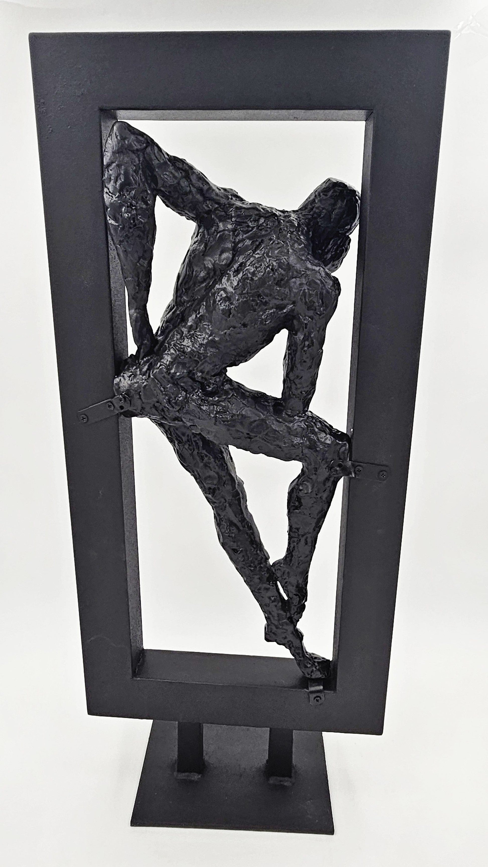 Sculpture Sculpture Large Post Modern Impressionist 3-D Man in Steel Frame Sculpture Circa 1960s