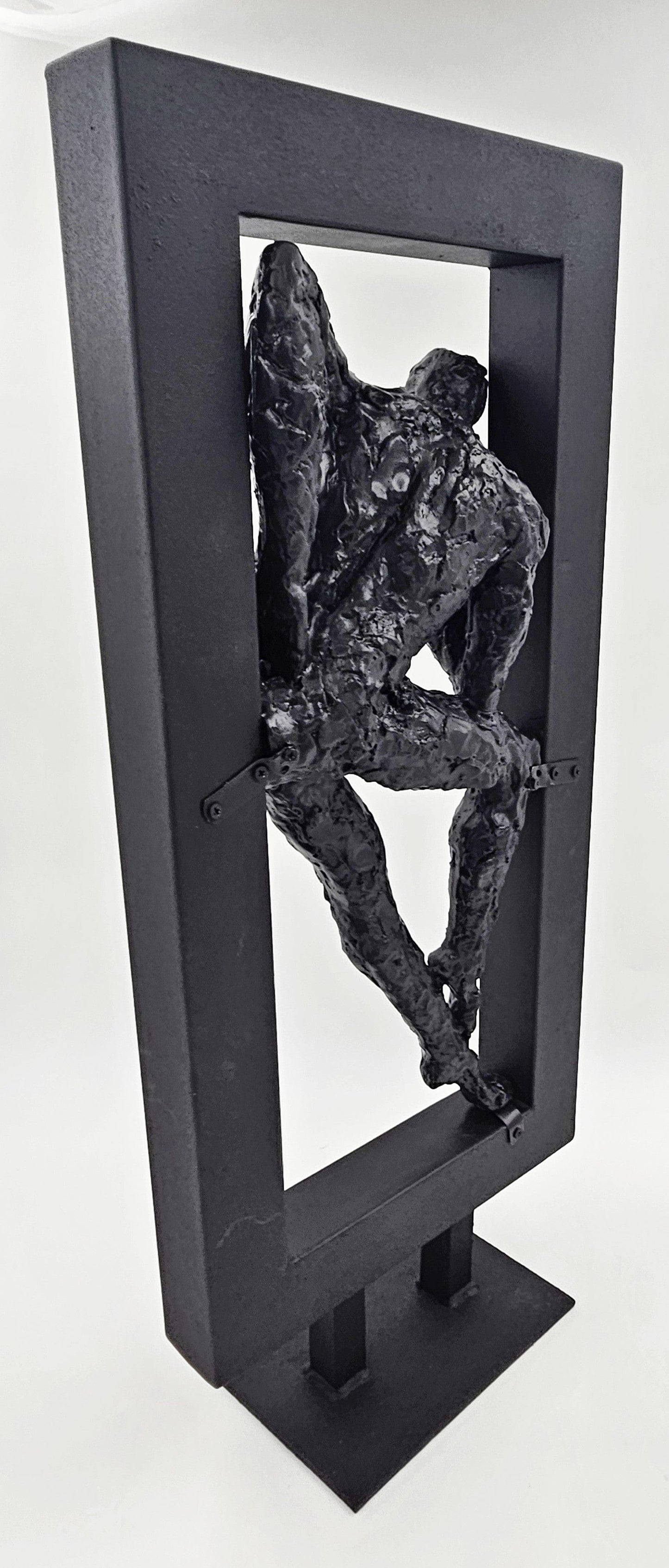 Sculpture Sculpture Restored Large Abstract Modernist 3-D Man in Metal Frame Sculpture