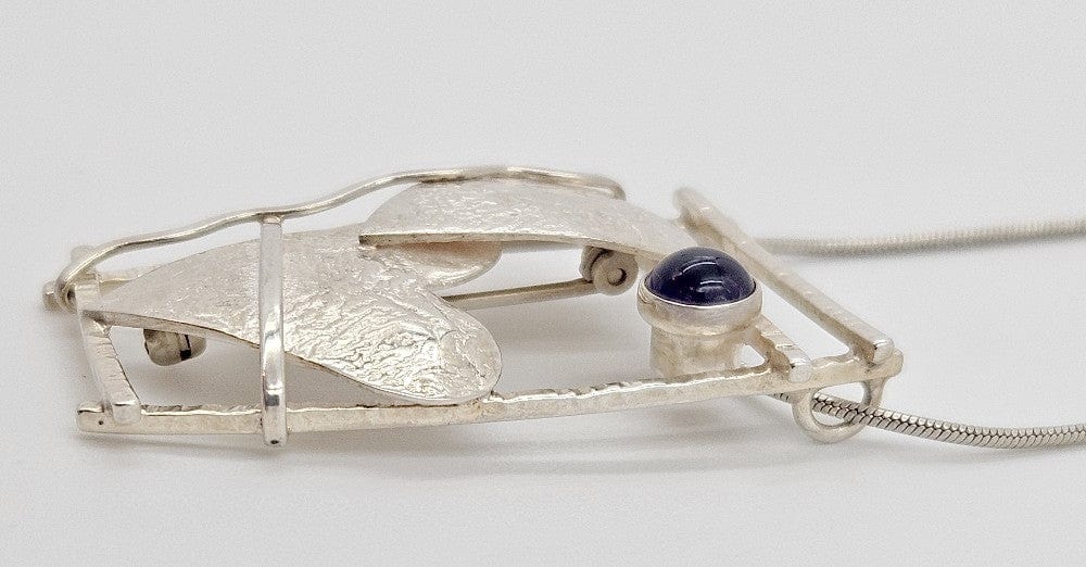 Shirley Lege Carpenter Jewelry Shirley Lege Carpenter Sterling Amethyst Abstract Modernist Necklace 1980s