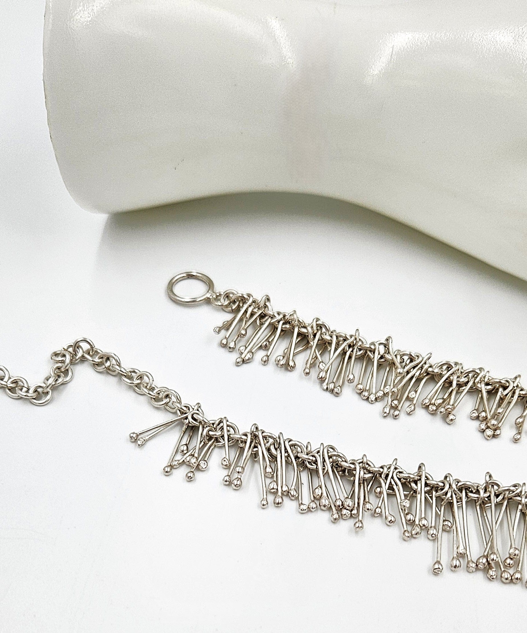 Silpada Jewelry Artisan Sterling Hefty Modernist Kinetic Fringe Necklace Bracelet Ring Set 1980s