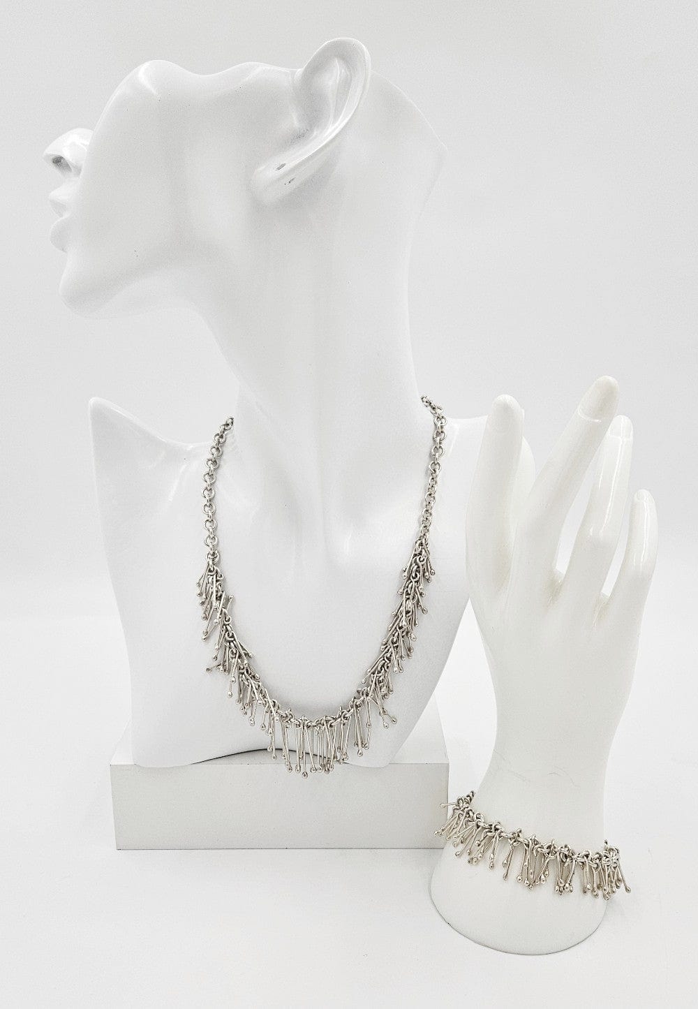 Silpada Jewelry Designer Sterling Toggle Link Hefty Kinetic Fringe Necklace & Bracelet Set Mint!