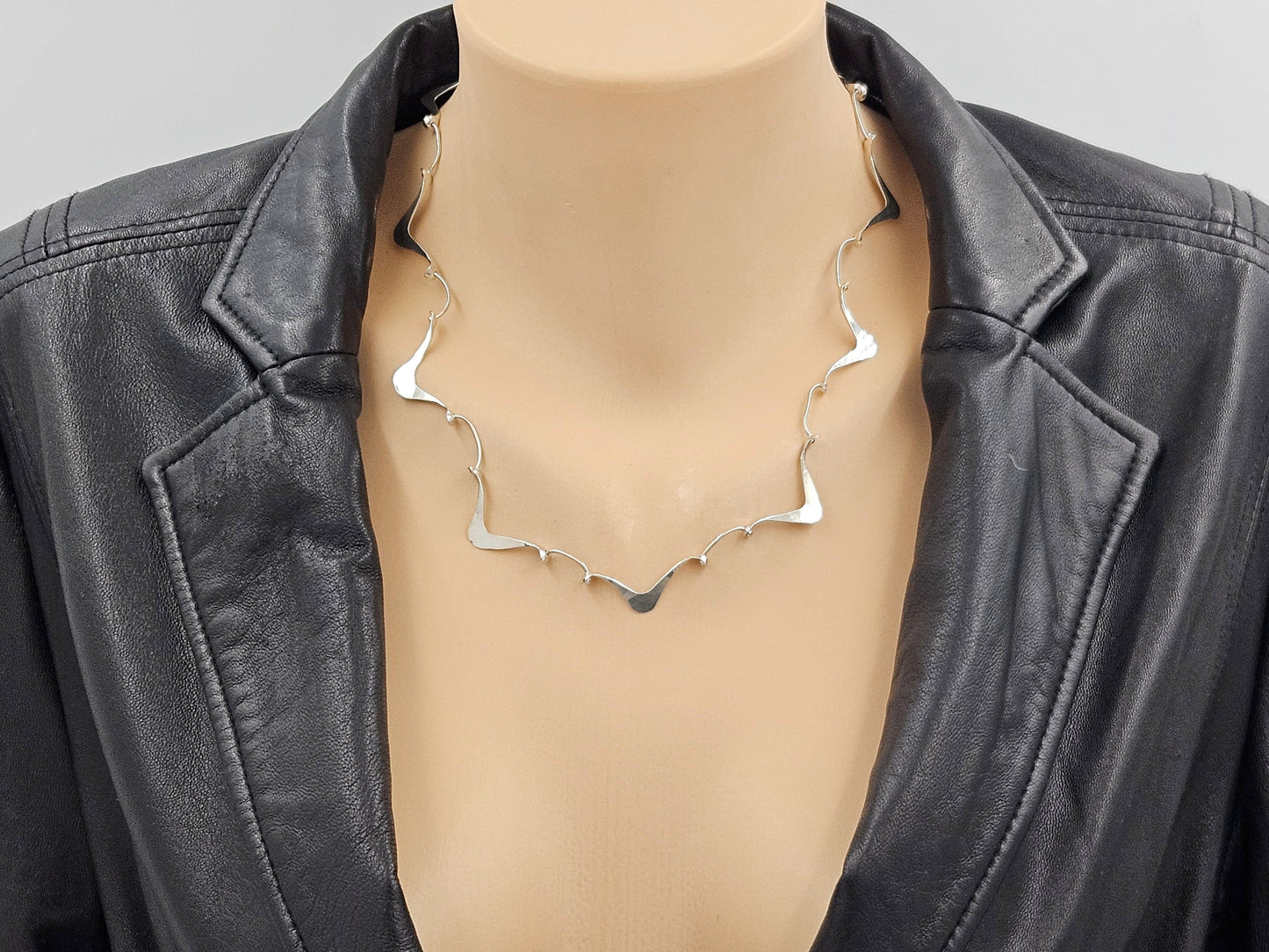 Simba Jewelry Sterling Abstract Modernist Necklace Signed Simba