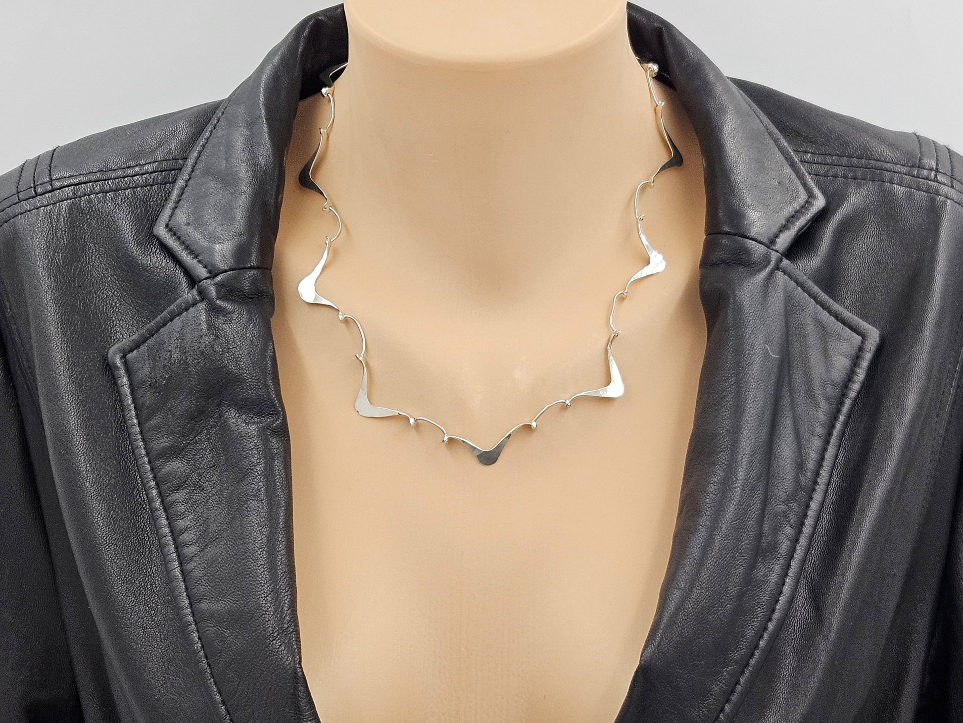 Simba Jewelry Sterling Abstract Modernist Necklace Signed Simba