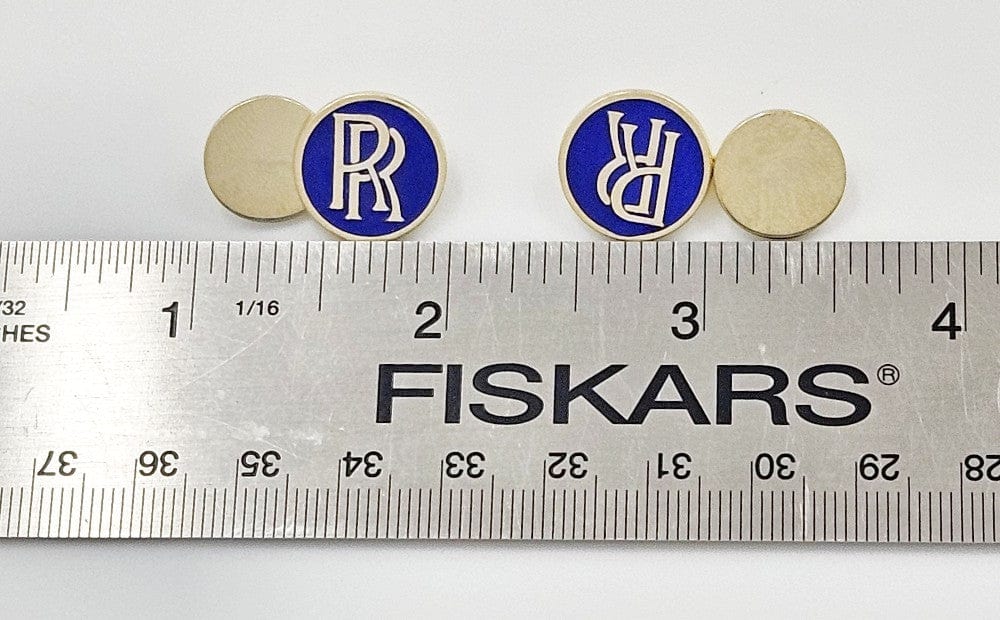 SJ Lauder for Rolls Royce Jewelry Bespoke Lauder London UK Rolls Royce Logo Sterling & Enamel Cufflinks 1987