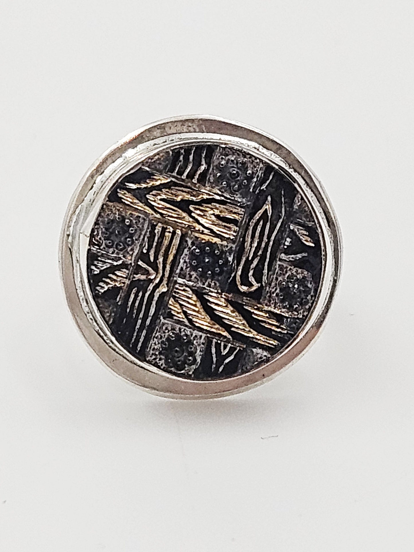 Skeira Jewelry Vintage Designer Skeira Sterling Silver & Mixed Metals Modernist Cocktail Ring